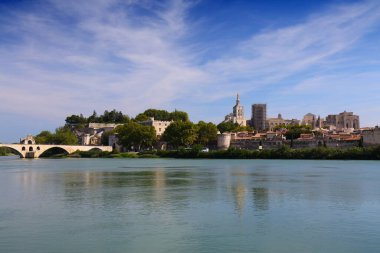 Avignon skyline with Pont Saint-Benezet (Bridge of Saint Benezet) - UNESCO listed monument.