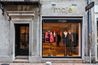 AVIGNON, FRANCE - SEPTEMBER 30, 2021: Maje fashion store in Avignon, France. Maje is a French brand of ready-to-wear clothes.