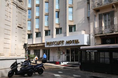 AVIGNON, FRANCE - SEPTEMBER 30, 2021: Mercure brand hotel in Avignon town, France. Mercure hotels are owned and run by Accor.