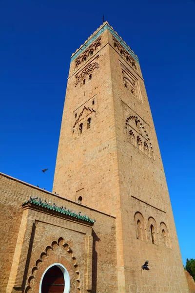 Marrakech Cidade Marco Marrocos Koutoubia Mesquita Torre Minarete — Fotografia de Stock