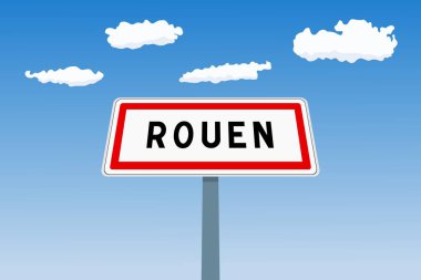 Fransa 'da Rouen City tabelası. Şehir sınırı karşılama tabelası.