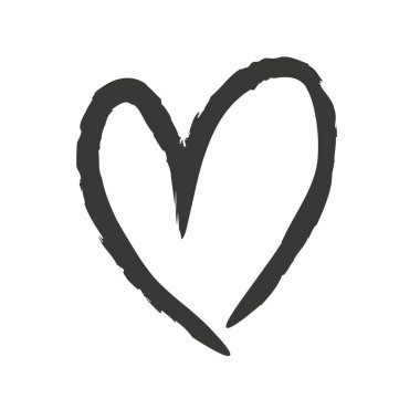 Hand painted heart. Vector black heart symbol. Cute ink heart shape illustration.