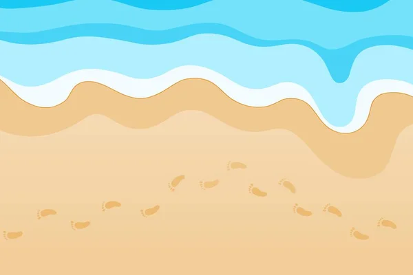 Letnie Tło Tematyczne Plaża Wakacje Piaszczysta Plaża Ilustracja Footprintami — Wektor stockowy