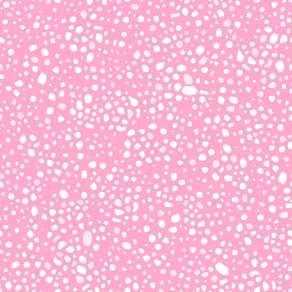 显示模式背景 不规则斑点和斑斑无缝载体图案 时尚质感设计 粉红白色 — 图库矢量图片