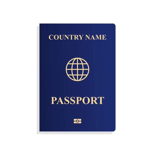 护照封面模板 孤立的蓝色国际病媒护照正面模板 — 图库矢量图片