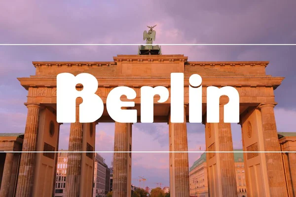 Berlin Germany City Name Modern Photo Postcard Travel Destination Text — Stock Photo, Image