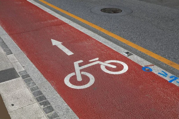 Велосипедна Лінія Міській Вулиці Сеулі Південна Корея Транспортна Інфраструктура Сеулі — стокове фото