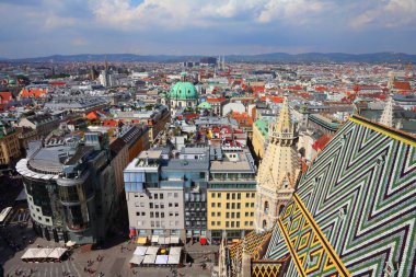 Avusturya Viyana Old Town. Havadan görünümü cityscape.