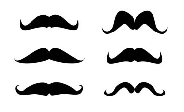 Bıyık simgesi seti. Eski biçim bıyıkları koleksiyon vektör illüstrasyonu.