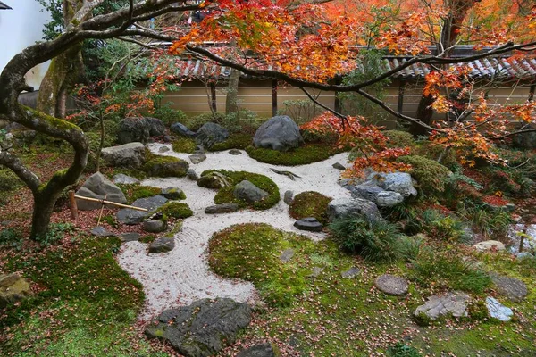 Ogród Zen Kioto Japonia Jesienne Liście Świątyni Eikando Zenrinji — Zdjęcie stockowe