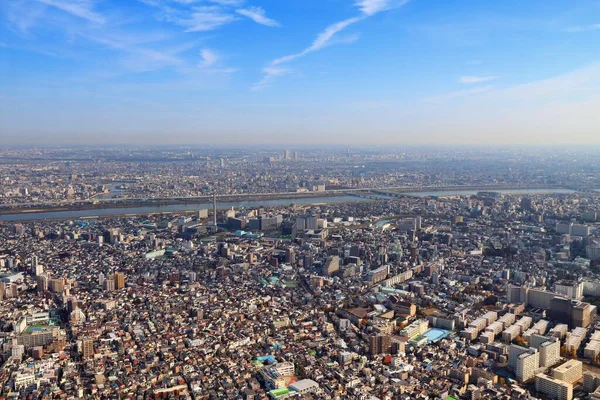 Tokyo Vue Aérienne Ville Avec Rivière Arakawa Quartiers Tachibana Hirai — Photo