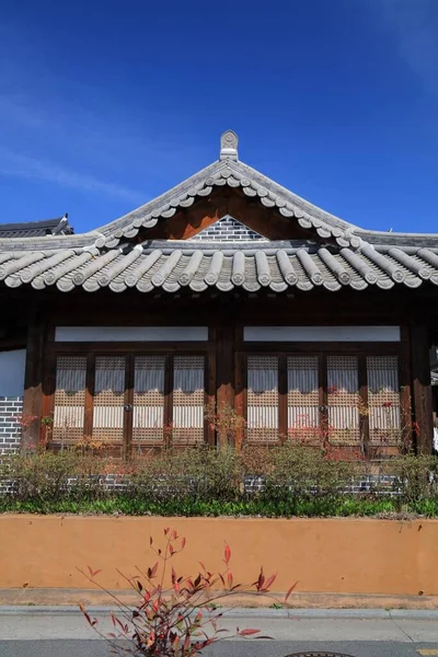 Αρχιτεκτονική Jeonju Hanok Village Στη Νότια Κορέα Γειτονιά Της Παραδοσιακής — Φωτογραφία Αρχείου