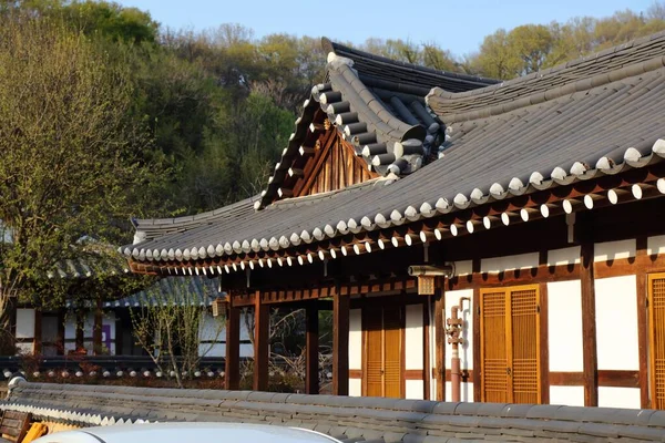 Miejscowość Jeonju Hanok Village Korei Południowej Punkt Orientacyjny Hyanggyo Gil — Zdjęcie stockowe