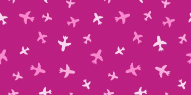 Uçağın kusursuz bir düzeni var. Moda baskısı için güzel bir düzlem şekli. Vektör dokusu. Pembe renk.