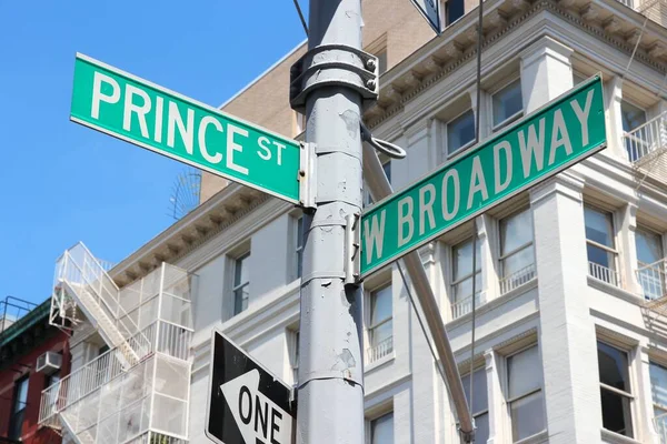 New York City Street Panneau Prince Street West Broadway Manhattan — Photo