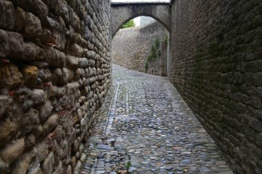 Fransa 'da Carcassonne Ortaçağ şehri. Aude departmanında duvarlarla çevrili bir şehir. UNESCO Dünya Mirası Alanı.