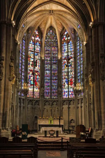 Carcassonne Francja Październik 2021 Kościół Katedralny Carcassonne Rzymskokatolicki Gotycki Średniowieczny — Zdjęcie stockowe