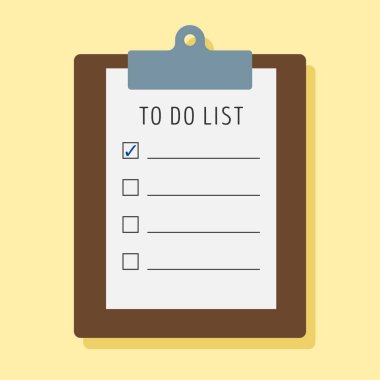 Clipboard to do list template. Flat isolated to-do list illustration.