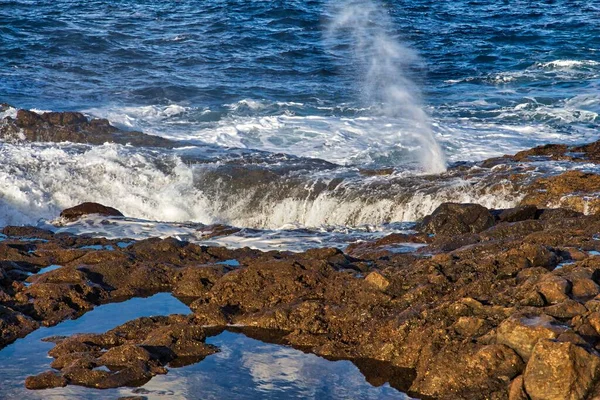 大加那利群岛Telde的La Garita Blowhole 海岸景观 — 图库照片