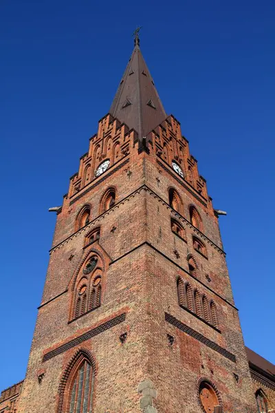 Ciudad Malmo Suecia Iglesia San Pedro Torre Sankt Petri Kyrka — Foto de Stock