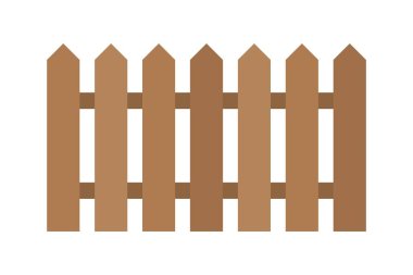 Çizgi çit düz vektör çizimi. Basit karikatür tarzı çitler. İzole ahşap çit grafikleri.