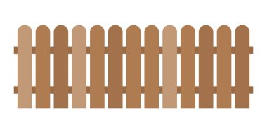 Çizgi çit vektör çizimi. Basit karikatür tarzı çitler. İzole ahşap çit grafikleri.