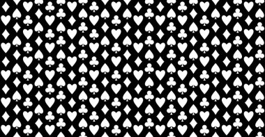 Kart takımlı, siyah beyaz desenli. Kumarhane kusursuz desen. Poker arkaplanı.