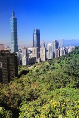 Taipei şehrinin silueti Fil Dağı 'ndan görüldü. Taipei, Tayvan.