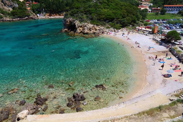 Paleokastritsa Corfu Island, Yunanistan. Ionian Sea coast için yapılan yaz.