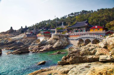Güney Kore, Busan 'daki Haedong Yonggungsa Tapınağı. Kore 'deki Budist tapınağı.
