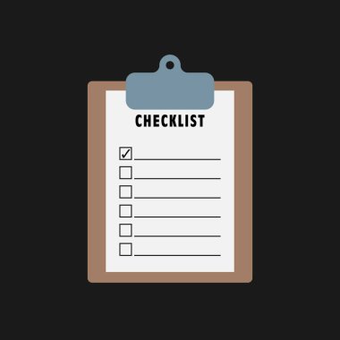 Checklist clipboard plan isolated vector template. Checklist flat illustration.