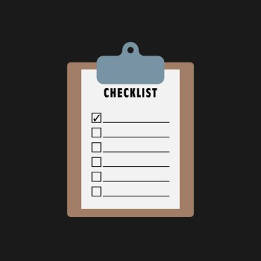 Checklist clipboard plan isolated vector template. Checklist flat illustration.