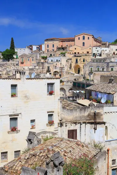 Matera kasabası, İtalya Sassi bölgeleri. Basilicata bölgesindeki antik bir kasaba. UNESCO Dünya Mirası Alanı.