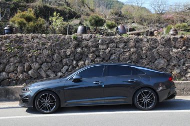 HWAGAE-MYEON, GÜNEY KOREA - 2 Nisan 2023 Kia Optima otomobili olarak da bilinir..