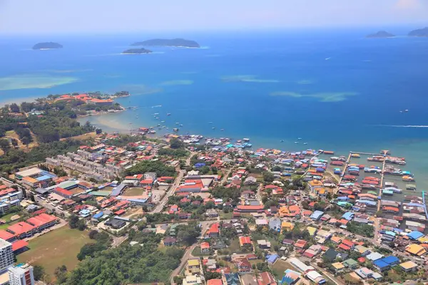 Город Кота Кинабалу Коралловыми Рифами Вид Воздуха Сабах Малайзия — стоковое фото