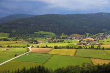 Sankt Margarethen im Lungau countryside view in Austria. Rural summer landscape in Salzburg State, Austria. clipart