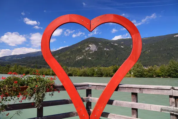 Social media photo heart frame in Kellerberg mountain town in Villach-Land district of Carinthia, Austria.