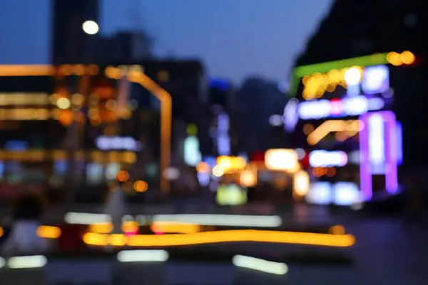 Éjszakai Neon Fények Nagyváros Éjszakai Elvont Város Disszidált Fény Háttér — Stock Fotó