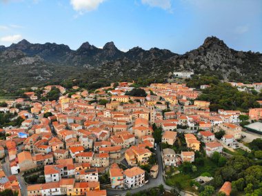 Sardinia - Aggius town. Drone point of view in province of Sassari. clipart