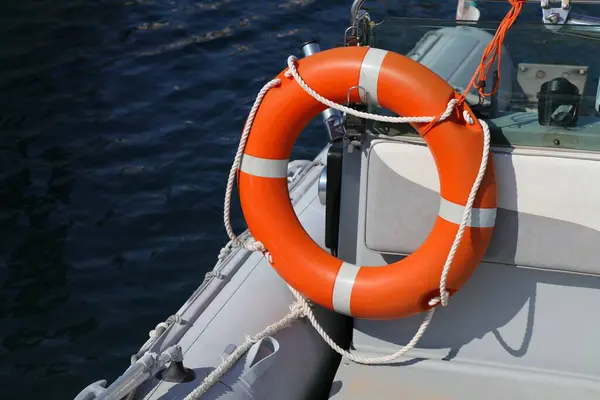Passeios Barco Sardenha Itália Equipamento Emergência Cinto Salva Vidas Para — Fotografia de Stock