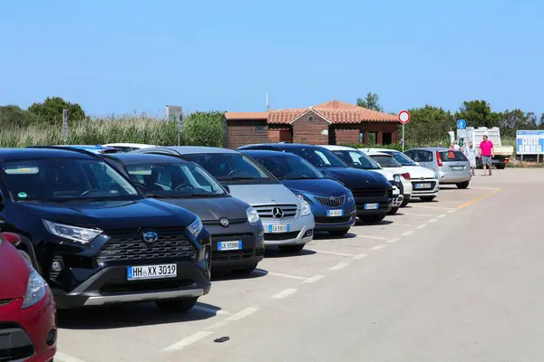 Sardinia Olaszország 2023 Május Tipikus Tengerparti Parkolási Infrastruktúra Cintában San — Stock Fotó