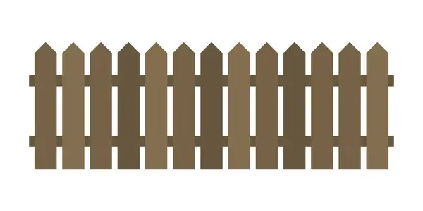 Деревянный Забор Простой Плоский Векторный Объект Изолированная Иллюстрация Стиле Мультфильма — стоковый вектор