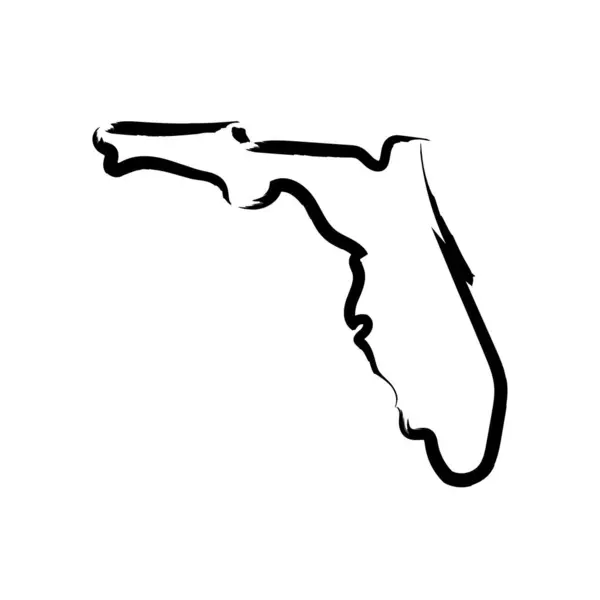 佛罗里达地图上的概念草图 美国各州的孤立矢量图形手绘图 — 图库矢量图片#