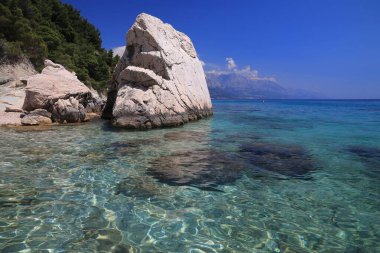 Croatia summer vacation sunny weather. Beautiful landscape in Dalmatia. Marusici beach - Adriatic Sea (Makarska Riviera region). clipart