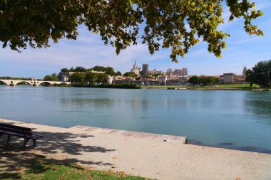 Avignon skyline with Pont Saint-Benezet (Bridge of Saint Benezet) - UNESCO listed monument.
