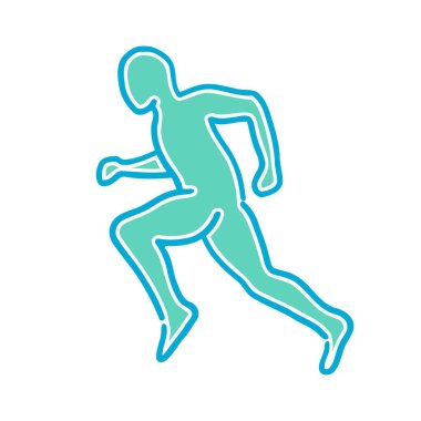 Koşucu basit çizgi vektör çizimi. Koşan atlet sprint silueti el çizimi logo tasarımı.