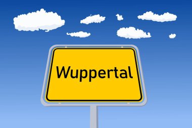 Almanya 'da Wuppertal şehir tabelası. Şehir adı Hoşgeldin Yol İşareti vektör çizimi.