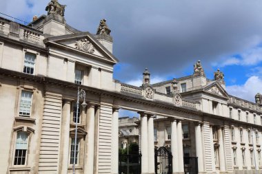 Government Buildings at Merrion Street in Dublin, Ireland. The Edwardian complex houses Department of Taoiseach, Attorney General and Department of Finance. clipart