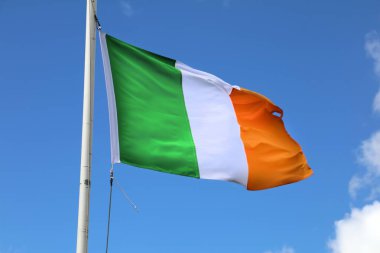 Flag of Republic of Ireland. National flag in the wind. clipart