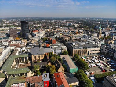 Dortmund şehri, Almanya. Dortmund kentsel hava görüntüsü.